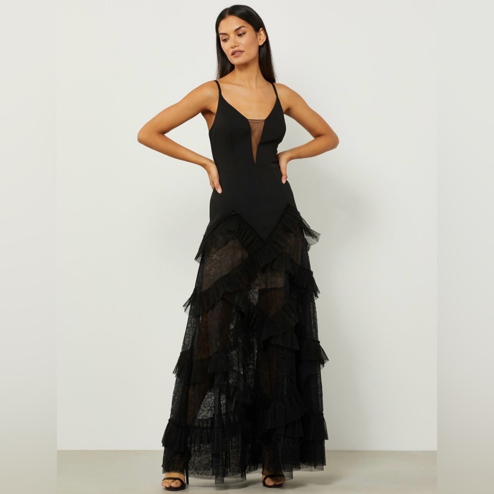 BCBGMaxAzria Black Lace Maxi Dress